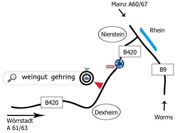 Anfahrt / Lageplan Wohnmobilstellplatz in Nierstein